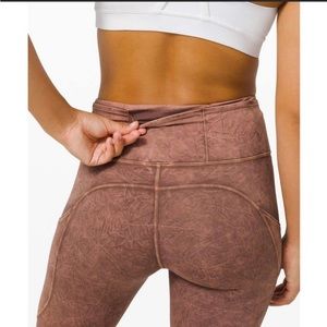 Lululemon Fast and Free Tight II 25" Ice Dye Non-Reflective Ice Wash Brown Earth